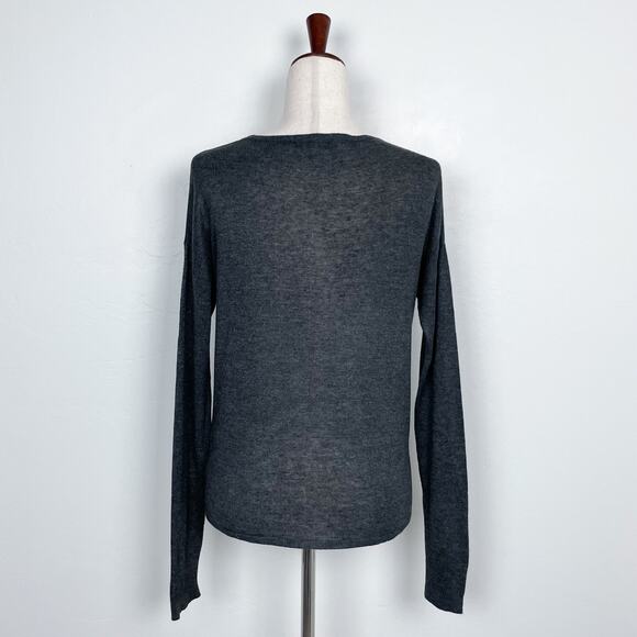 Madewell Lightweight Grey Knit Drop Sleeve Tie-Front Sweater - Picture 7 of 9
